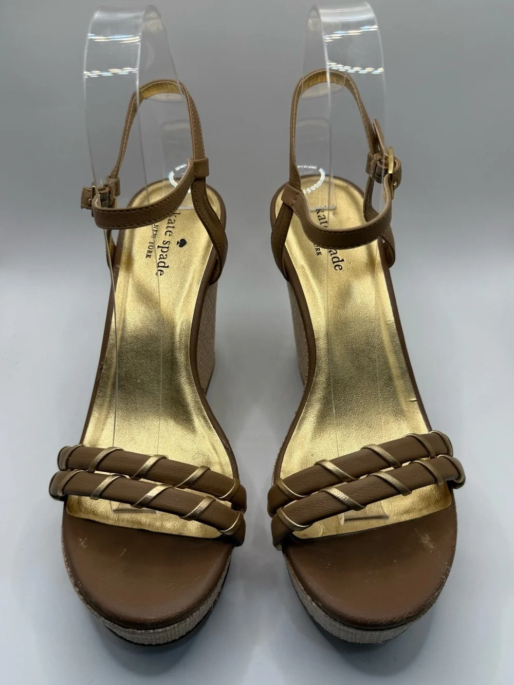 kate spade Brown Braided Ankle-Strap Wedge Sandals